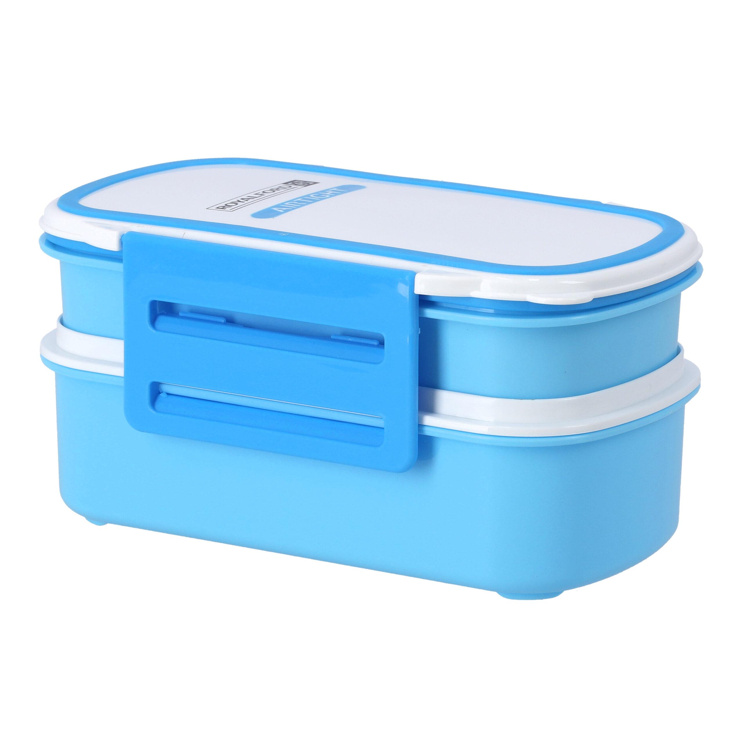 حافظة طعام طبقتين مع غطاء و قفل أزرق Royalford - AirTight Lunch Box With 2Layer/Blue 1X12