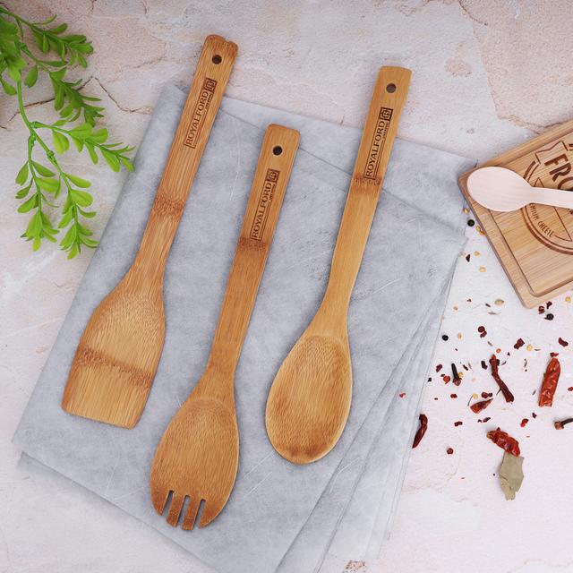 طقم أدوات مطبخ خشبية 3 قطع Royalford - 3 Pcs Bamboo Kitchen Tools Set - SW1hZ2U6NDA1MjQ5
