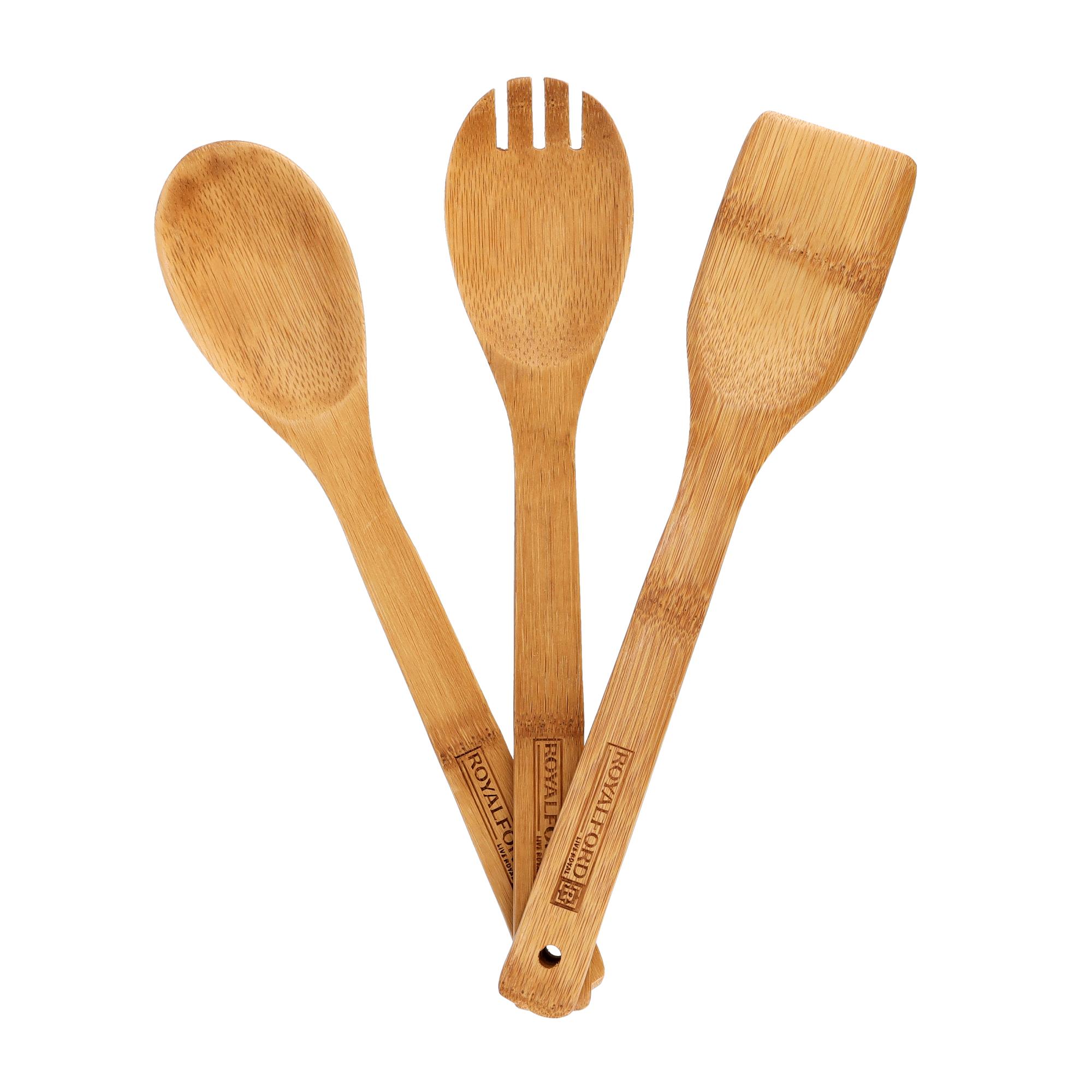 طقم أدوات مطبخ خشبية 3 قطع Royalford - 3 Pcs Bamboo Kitchen Tools Set