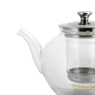 ابريق شاي زجاجي مع مصفاة ( 1200Ml) Royalford Glass Tea Pot With Stainless Steel Strainer