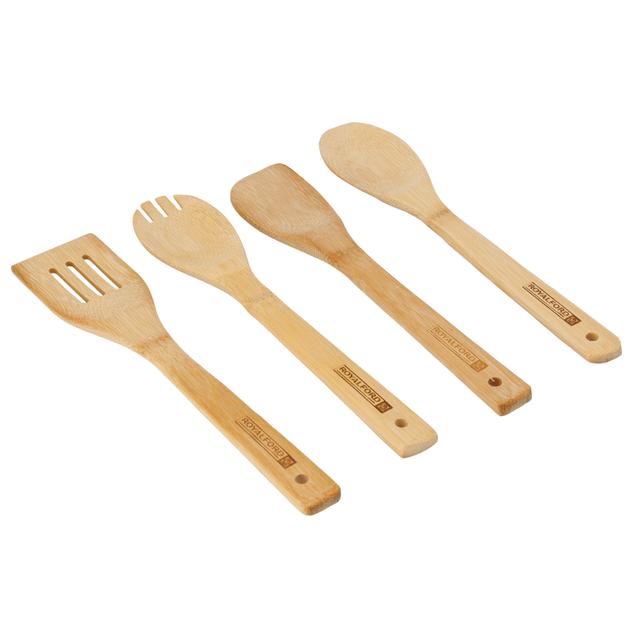 طقم أدوات مطبخ خشبي 4 قطع Royalford - 4 Pieces Carbonized Bamboo Kitchen Tools Spoon - SW1hZ2U6NDA1MjEx