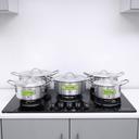 طقم قدور ( 5 قطع ) - فضي Royalford  -  Aluminium Casserole With Lids - Cookware Set With Thick Base & Comfortable Handles - SW1hZ2U6MzkyNzU1