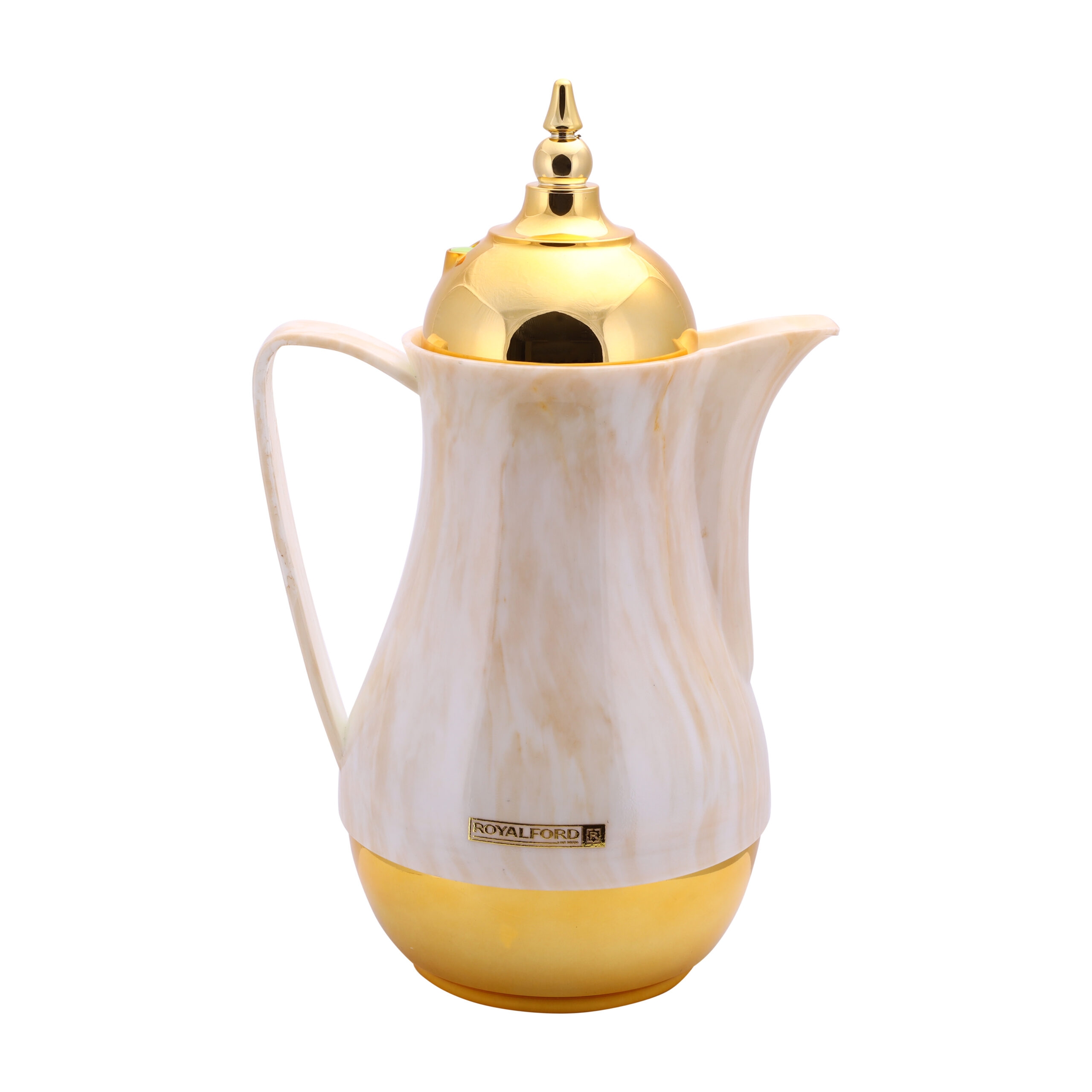 ابريق  ( 2 قطعة ) 1 لتر - ذهبي Royalford -  Marble Tea & Cawa Set