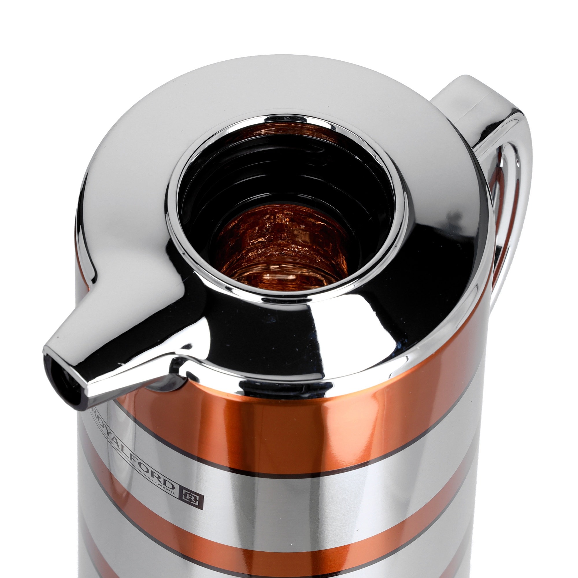 دلة قهوة حافظة للحرارة بسعة 1.6 لتر ذهبي | Royalford 1.6L Double Wall Golden Figured Vacuum Flask