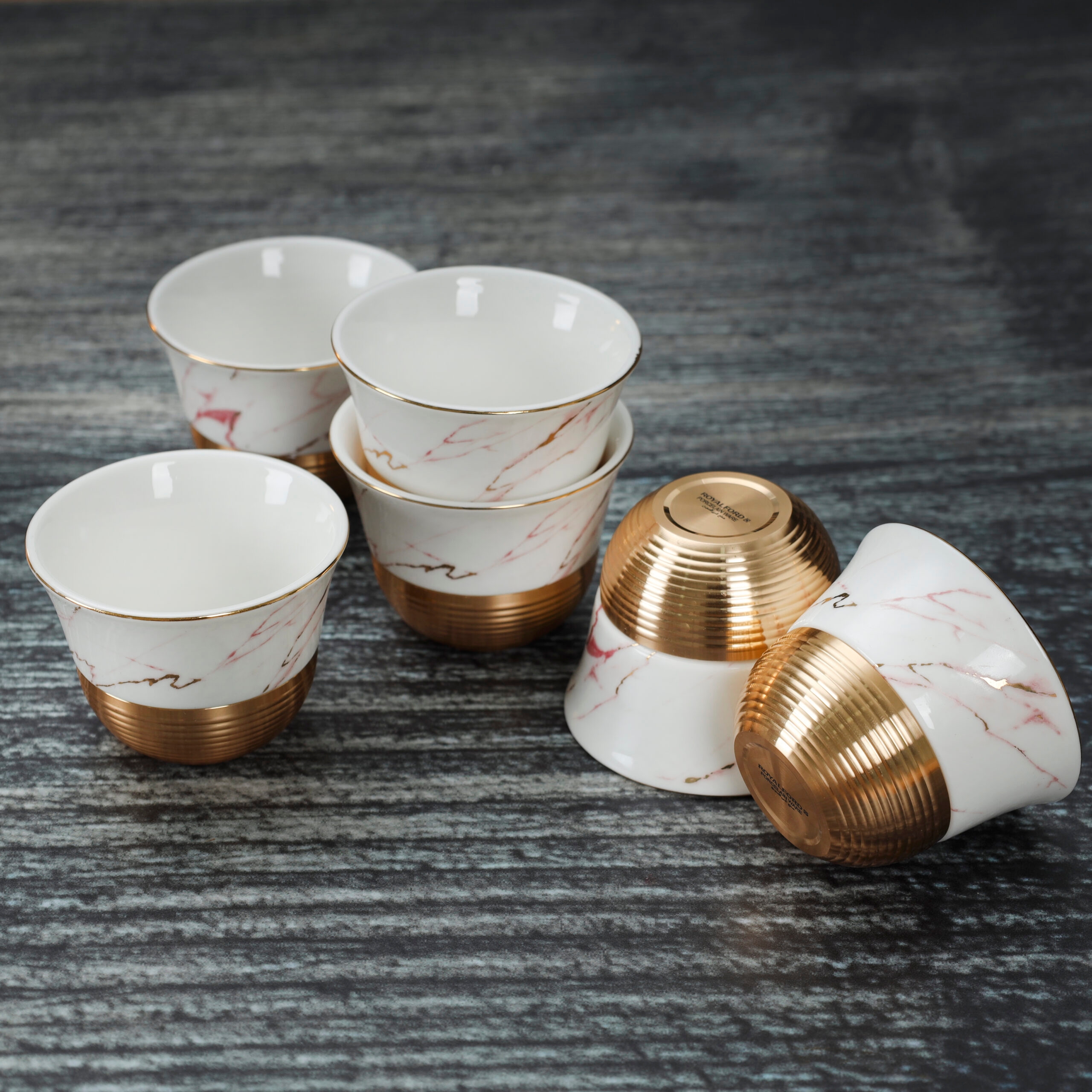 طقم قهوة بورسلين من 6 قطع Royalford Thick Wall Porcelain Cawa Set