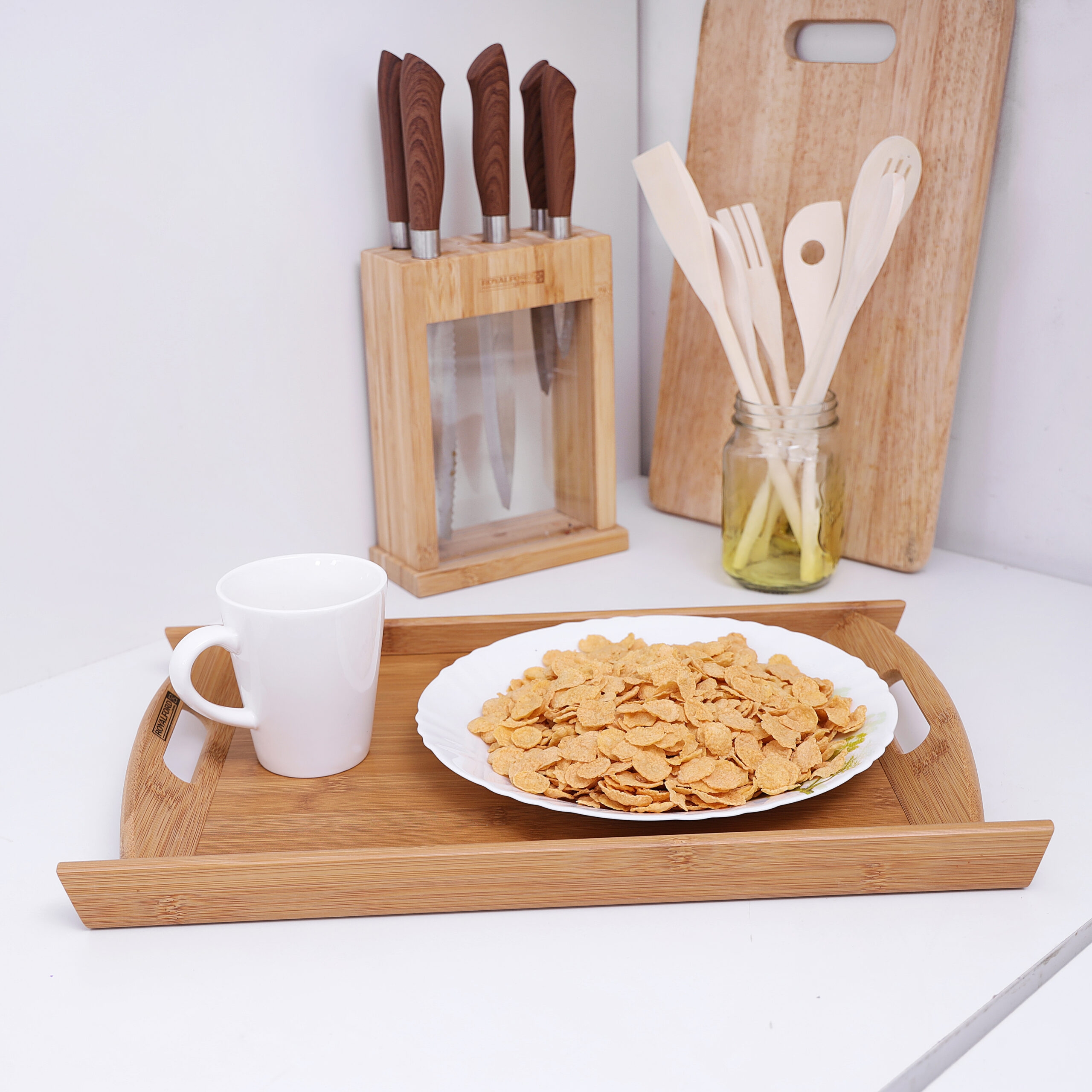 صينية قهوة خشبية  Royalford Serving Platters/Breakfast Tray