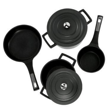 طقم آواني طهي (ألمنيوم) 6 قطع Royalford 6Pcs Cast Aluminium Cookware Set