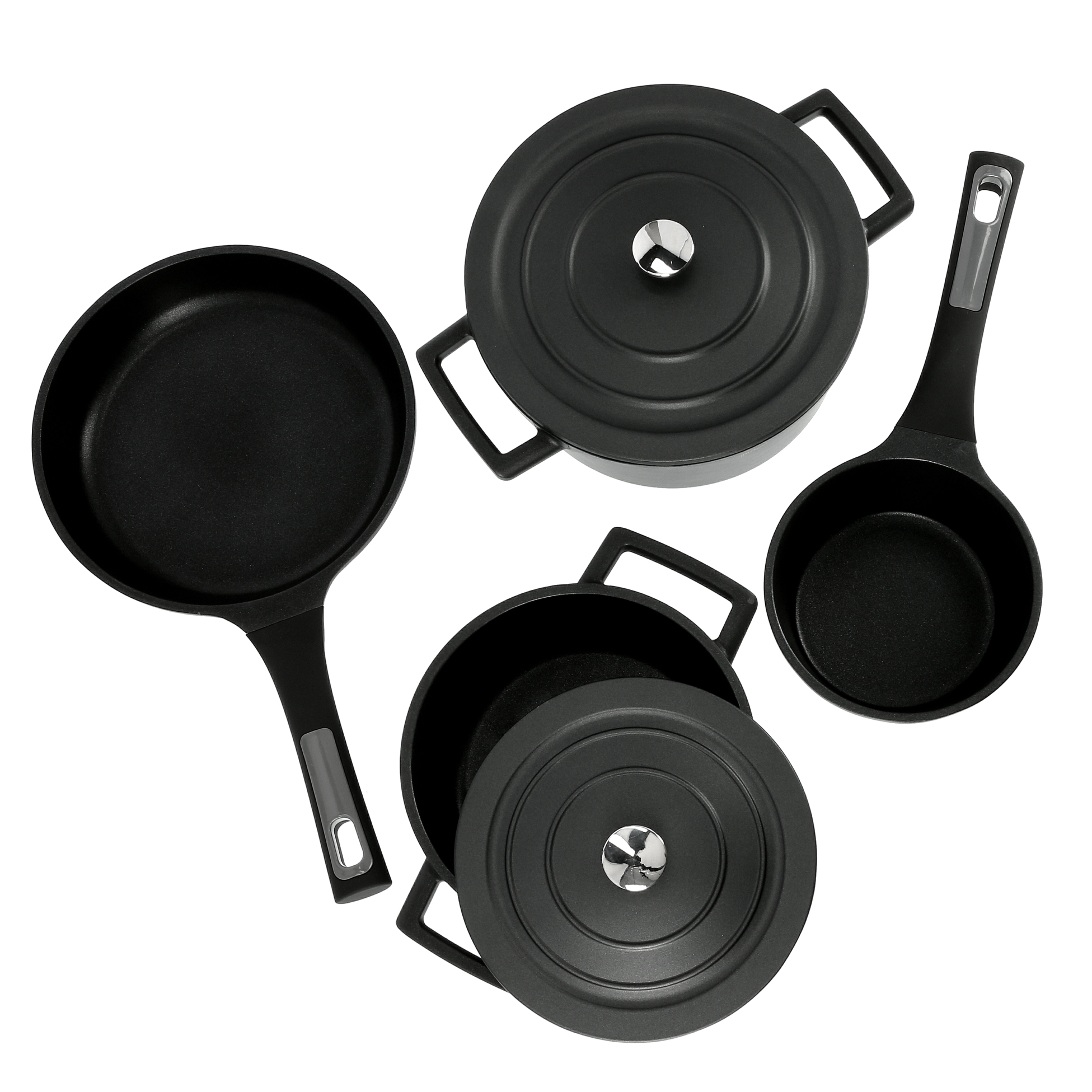 طقم آواني طهي (ألمنيوم) 6 قطع Royalford 6Pcs Cast Aluminium Cookware Set