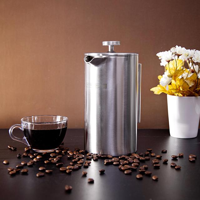 صانعة قهوة ( ماكينة صنع قهوة ) 800 مل - فضي Royalford - Cafetiere Stainless Steel Portable French Press Coffee Maker - SW1hZ2U6Mzc3MDAx