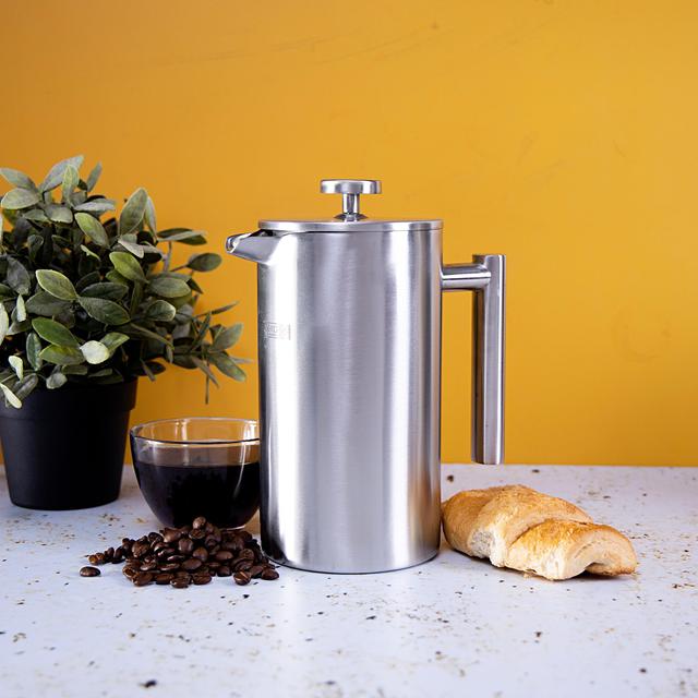 صانعة قهوة ( ماكينة صنع قهوة ) 800 مل - فضي Royalford - Cafetiere Stainless Steel Portable French Press Coffee Maker - SW1hZ2U6Mzc3MDAz