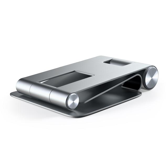 Satechi R1 Aluminum Multi-Angle Foldable Tablet & Phone Stand - Compatible with 2020/2018 iPad Pro, 2020 iPad Air, iPhone 12 Pro Max/12 Mini/12, 11 Pro Max/11 Pro, Xs Max/XS/XR/X, 8 Plus/8 (Grey) - SW1hZ2U6MzYzMDAz