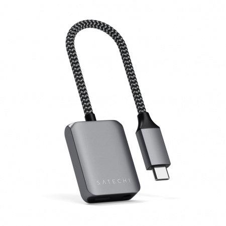 مشغل وسائط فضي Aluminum Type-C to 3.5mm Audio Headphone Jack Adapter USB-C PD Charging من Satechi