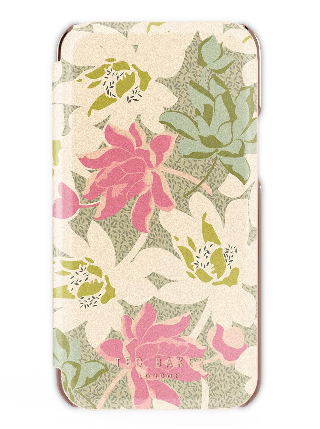 كفر سيليكون مع حافظة جلد iPhone 13 Pro Max Folio Case Flowers Cream Rose Gold من TED BAKER