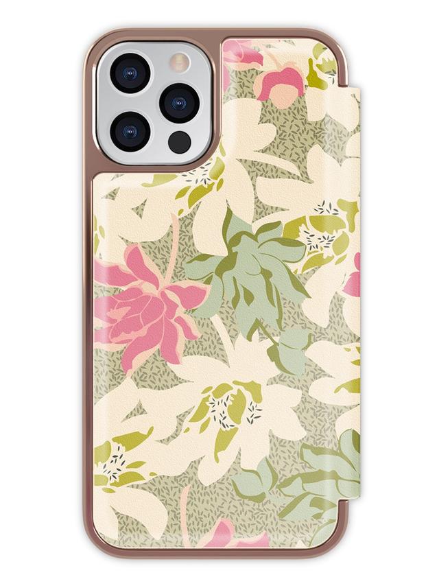 كفر سيليكون مع حافظة جلد iPhone 13 Pro Max Folio Case Flowers Cream Rose Gold من TED BAKER - SW1hZ2U6MzYyOTQ1