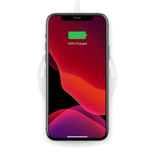 Belkin BOOST CHARGE Wireless Charger 10W (No PSU) - for Apple iPhone 12/11 Pro Max/12/11 Pro/12/11/12 Mini/XR/XS/X Max/8/8 Plus Airpods Pro Wireless Charging & Qi Enabled Devices - White - SW1hZ2U6MzYzNTE5