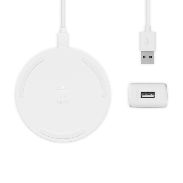 Belkin BOOST CHARGE Wireless Charger 10W (No PSU) - for Apple iPhone 12/11 Pro Max/12/11 Pro/12/11/12 Mini/XR/XS/X Max/8/8 Plus Airpods Pro Wireless Charging & Qi Enabled Devices - White - SW1hZ2U6MzYzNTIx