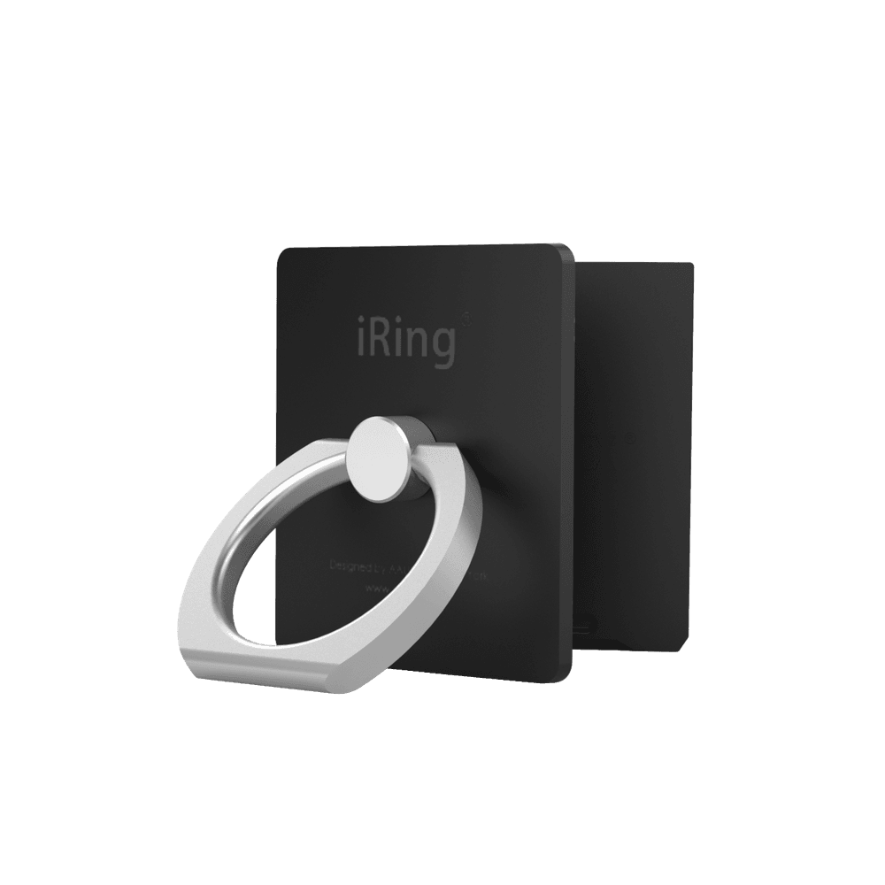 خاتم و ستاند موبايل أسود  iRing - Link Phone Holder Wireless Chargers Compatible