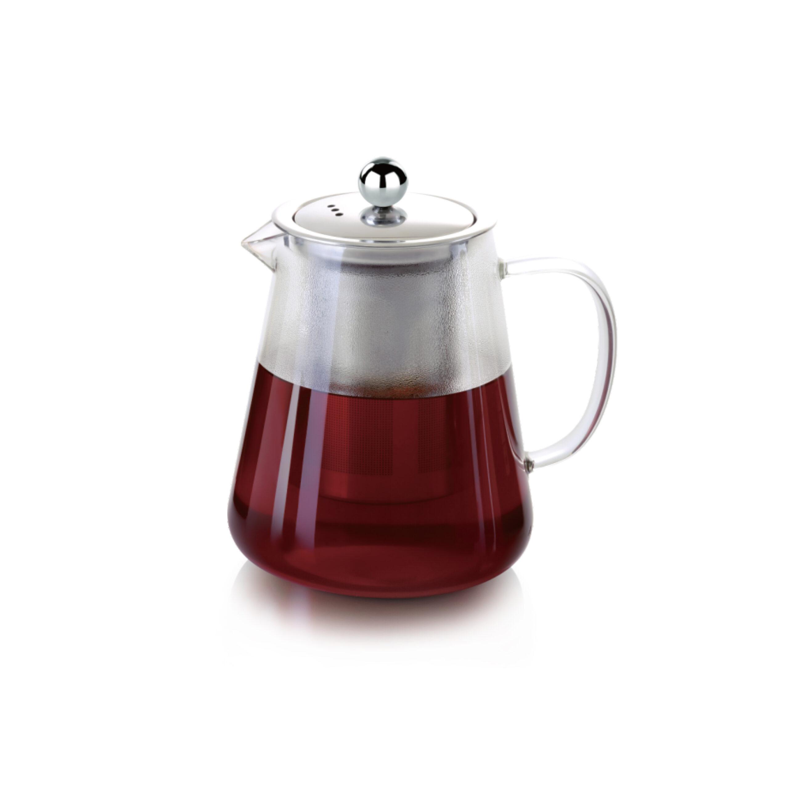 براد شاي زجاج ( 960 ملي ) مع مصفاة ستانلس - شفاف Royalford -  Glass Tea Pot With Stainless Steel Strainer