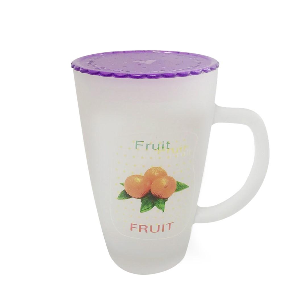 كوب فاكهة مع غطاء Delcasa 11 Oz Fruit Design Frosty Mug With Lid