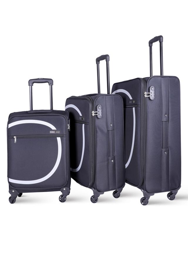 طقم حقائب سفر 3 حقائب مادة PP بعجلات دوارة (20 ، 24 ، 28) بوصة أسود PARA JOHN – Travel Luggage Suitcase, Set of 3 – Trolley Bag, Carry On Hand Cabin Luggage Bag - SW1hZ2U6NDM3Njg3