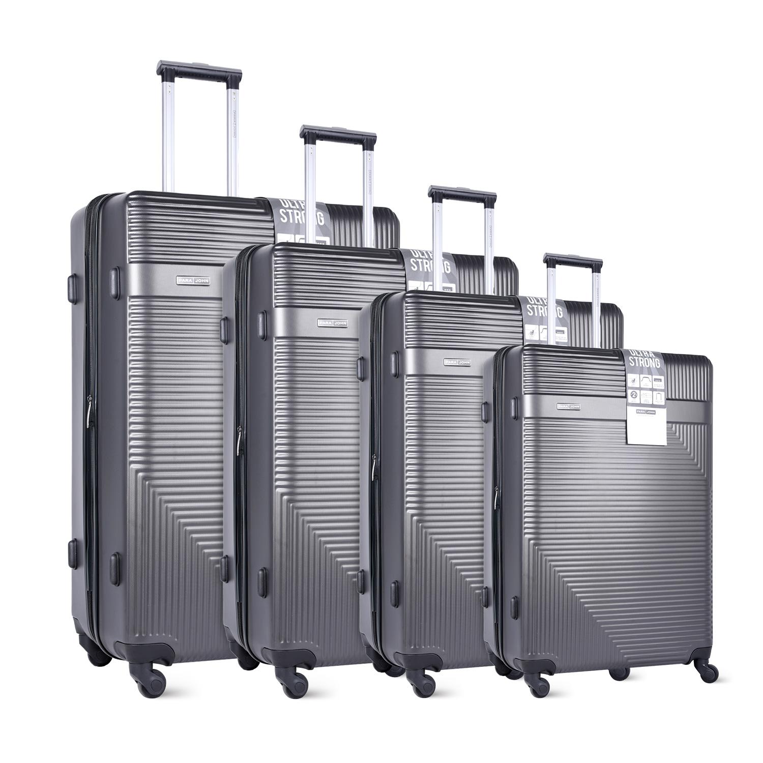 طقم حقائب سفر بعجلات دوارة 4 حقائب (20 ، 24 ، 28 ، 32) بوصة مادة PVC أسود PARA JOHN – 4 Pcs Alle Trolley Luggage Set, Black