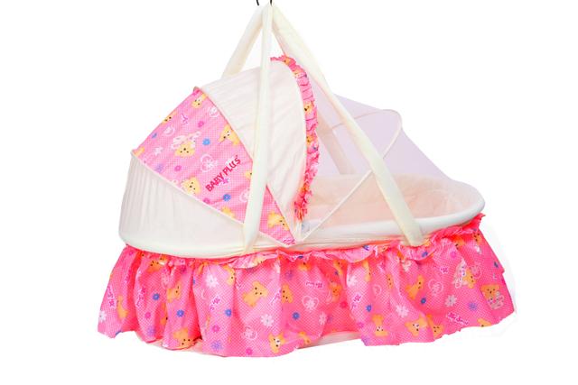 Baby Plus Baby Swing Cradle Cum Crib With Removable Mosquito Net - Pink - Baby Cradle, Cradle, Baby - SW1hZ2U6NDQzODk1