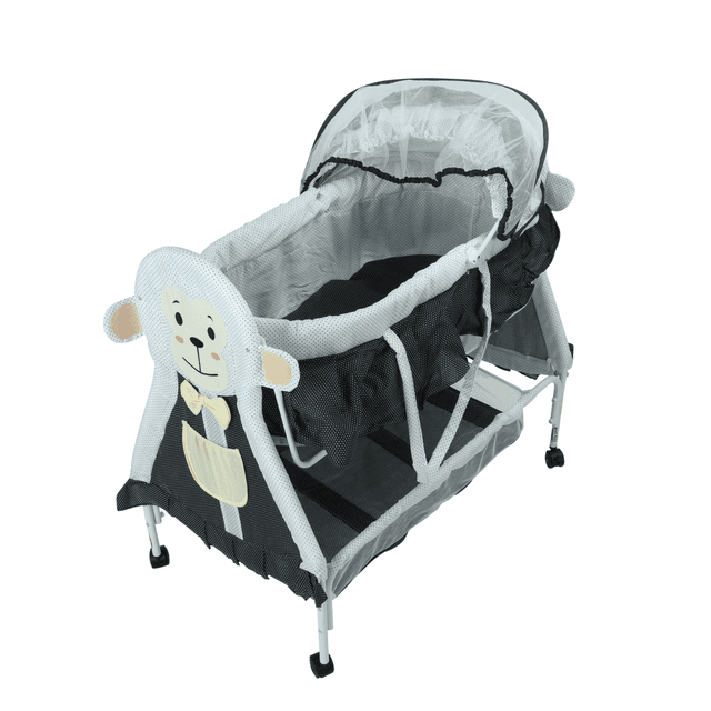 سرير للأطفال مع ناموسية أسود Baby Cradle With Swing Function And Mosquito Net - Baby Plus - SW1hZ2U6NDQzODUw