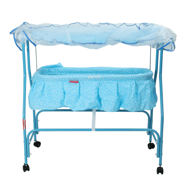 سرير للأطفال هزاز مع ناموسية أزرق Baby Cradle With Swing - Baby Plus - SW1hZ2U6NDQzODU3