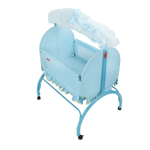 سرير للأطفال أزرق Baby Cradle With Swing Function And - Baby Plus - SW1hZ2U6NDQzODc1