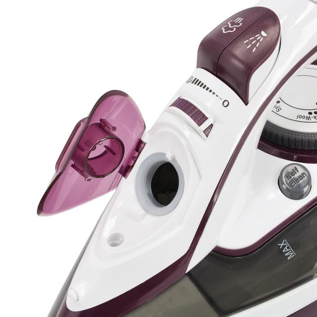 Geepas Ceramic Steam Iron, Temperature Control, GSI24025 - Ceramic Sole Plate, Wet and Dry, Self-Cleaning Function, 3000W, Powerful Steam Burst, 400ml Water Tank, 2 Years Warranty - SW1hZ2U6NDUxMjU0
