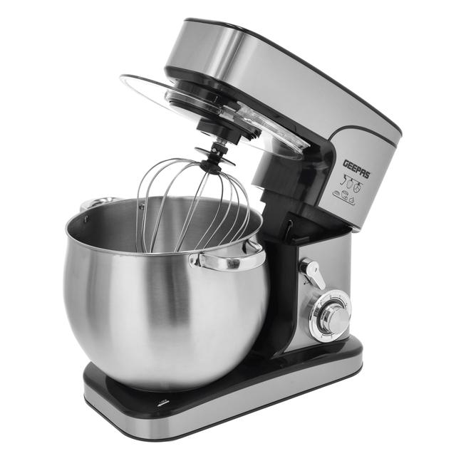 Geepas Kitchen Machine, Powerful Copper Motor 2000W, GSM43042 - 12L Capacity Stainless Steel Bowl,6 Level Mixing Speed Control,2 Years Warranty, LED Power Indicator, Bowl with Handles,6 Speed with Pulse - SW1hZ2U6NDM5MjAx