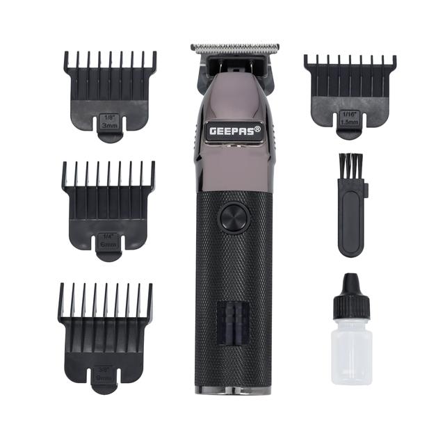 Geepas Rechargeable Hair Clipper with LED Display, GTR56028 | Lithium Battery, 120mins Working | Stainless Steel Blades | Travel Lock | USB Charging | 4 Guide Combs - SW1hZ2U6NDQ1MTgx