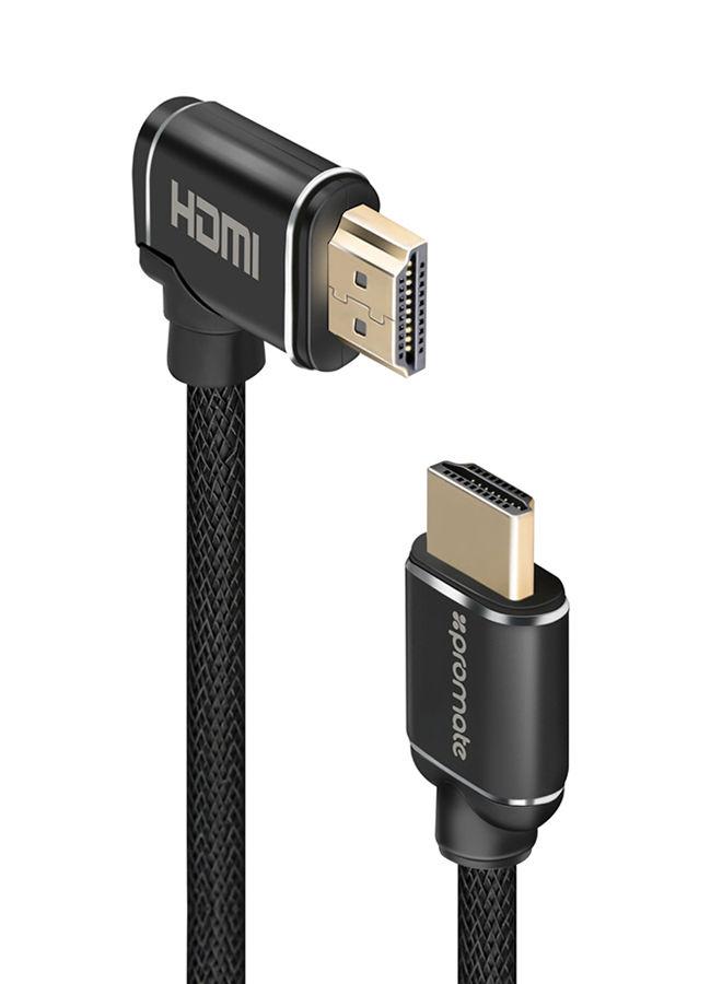 وصلة (كيبل) 4K HDMI زاوية قائمة بموصلات مطلية بالذهب 5 متر أسود Promate – HDMI Cable, High-Speed 90 Degree Right-Angle 4K HDMI Cable with 3D Video Support and 24K Gold Plated Connectors Black