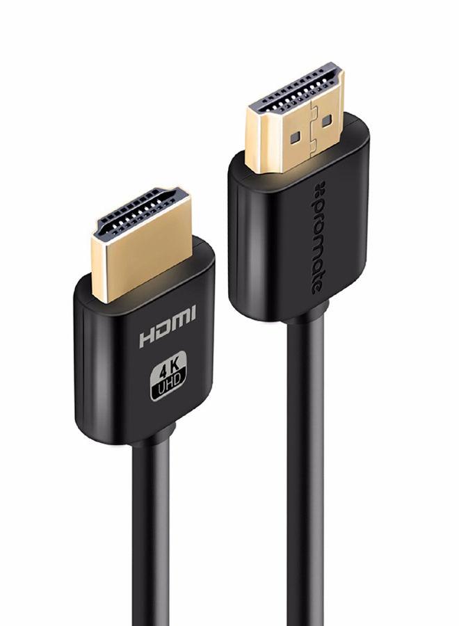 وصلة (كيبل) 4K HDMI بموصلات مطلية أسود Promate - 4K HDMI Cable, High-Speed HDMI Cable with 24K Gold Plated Connector Black