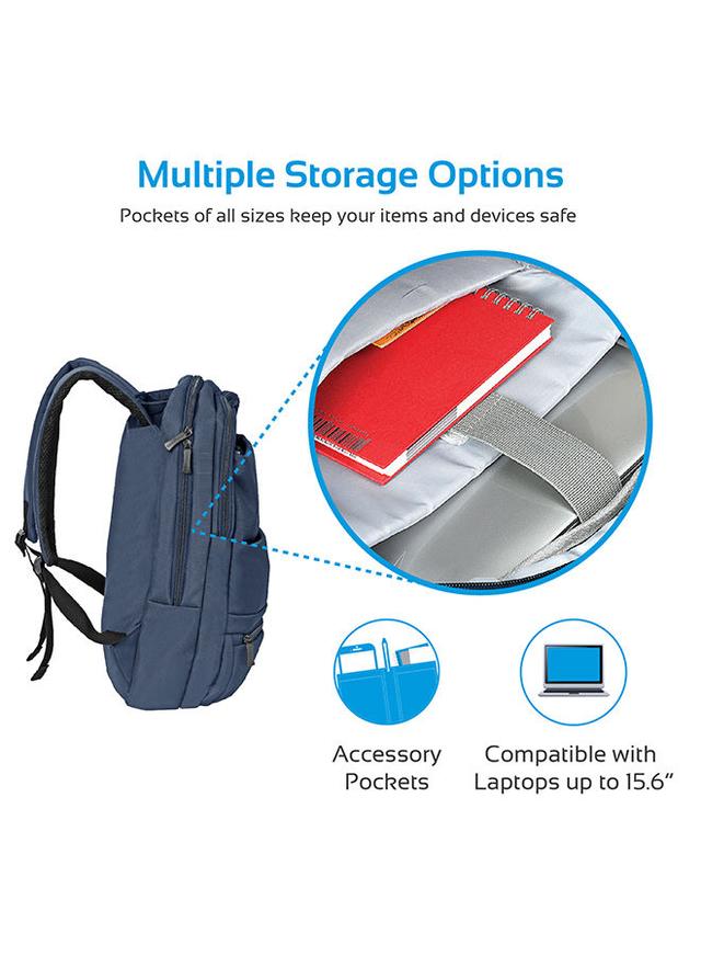 حقيبة ظهر للابتوب وأغراضك الشخصية مقاس 15.6 إنش أزرق | Retro Styled Protective Laptop Backpack - SW1hZ2U6NTEyMTk4
