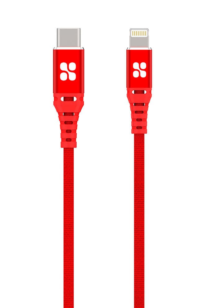promate Type-C To Apple MFi Certified Charging Cable Red
