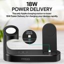 promate Apple Wireless Charging Station, World’s First MFi Certified 18W Power Delivery Charging Dock with 10W Qi Fast Wireless Charging, MFi Apple Watch Charger and 2.4A USB Charging Port for Apple iPhone 12, iPod, iPad, PowerState Black - SW1hZ2U6NTExNDE3