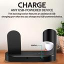 promate Apple Wireless Charging Station, World’s First MFi Certified 18W Power Delivery Charging Dock with 10W Qi Fast Wireless Charging, MFi Apple Watch Charger and 2.4A USB Charging Port for Apple iPhone 12, iPod, iPad, PowerState Black - SW1hZ2U6NTExNDIz