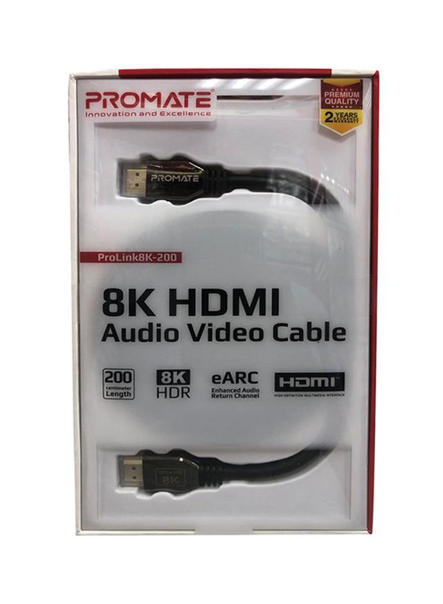 كابل HDMI 8K بطول 2 متر أسود Promate - 8K HDMI Cable, Ultra High-Speed HDMI Black - SW1hZ2U6NTE1NjEw