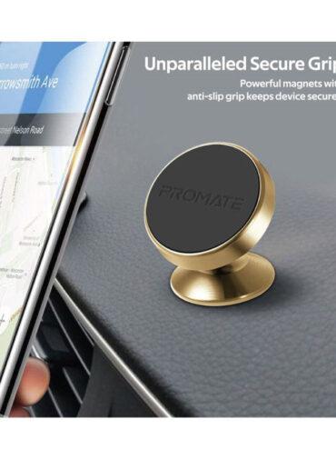 حامل فتحة تهوية السيارة للهواتف الذكية ذهبي و أسود Promate - Magnetic Car Phone Holder, Multi-Angle 360 Degree Gold / Black - 2}