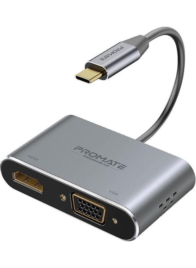 محول USB-C إلى VGA و HDMI رمادي | USB-C To VGA And HDMI Adapter
