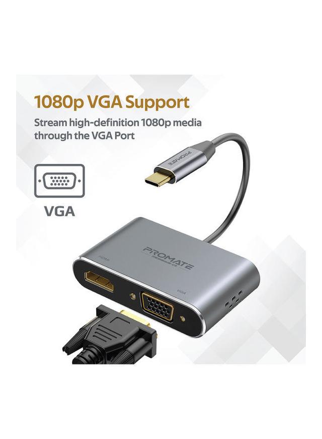 محول USB-C إلى VGA و HDMI رمادي | USB-C To VGA And HDMI Adapter - SW1hZ2U6NTE1NzQ0