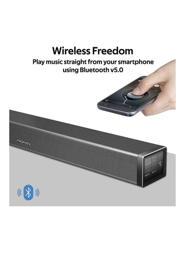 ساوند بار مكبر صوت لاسلكي بلوتوث بصوت محيطي أسود بروميت Promate Black Wireless Bluetooth Soundbar Speaker - SW1hZ2U6NTE1OTgz