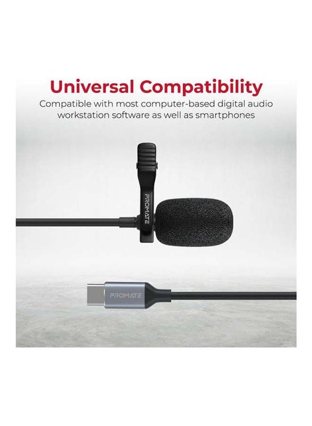 مايك سلكي Type- C بطول 1.5 متر أسود | USB Type- C Lavalier Microphone - SW1hZ2U6NTE1NDYy