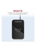 promate Ultra-Slim Mettalic Qi-Certified 15W Fast Wireless Charging Pad For iPhone 12 Pro/AirPods Pro/Galaxy S21 Black - SW1hZ2U6NTE1NjA1