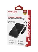 promate Ultra-Slim Mettalic Qi-Certified 15W Fast Wireless Charging Pad For iPhone 12 Pro/AirPods Pro/Galaxy S21 Black - SW1hZ2U6NTE1NjA3