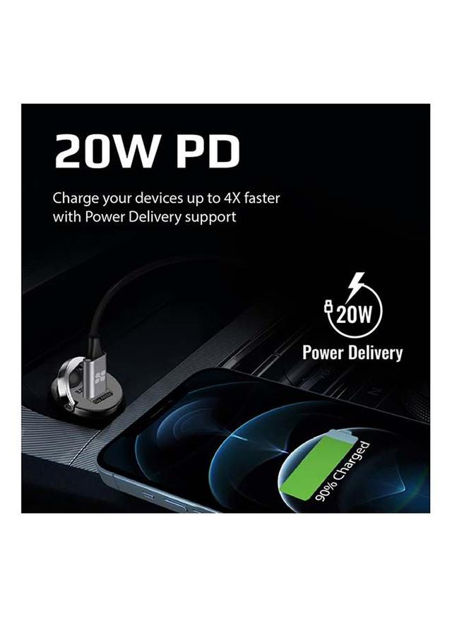 شاحن ولاعة سيارة صغير 20 وات أسود | Smallest 20W Fast Charging USB-C Power - SW1hZ2U6NTEyODg5