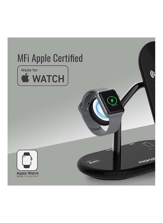 promate 4-in-1 Charging Dock with 5W Magnetic MFi Apple Watch Charger Black - SW1hZ2U6NTExMzg5