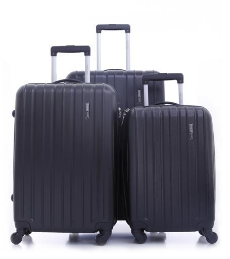 طقم حقائب سفر 3 حقائب مادة ABS بعجلات دوارة (20 ، 24 ، 28) بوصة أسود PARA JOHN - Pabloz 3 Pcs Trolley Luggage Set, Black - SW1hZ2U6NDM3MDc5