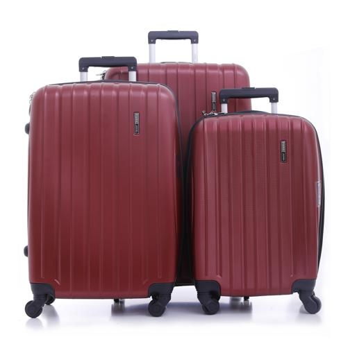 طقم حقائب سفر 3 حقائب مادة ABS بعجلات دوارة (20 ، 24 ، 28) بوصة أحمر برغندي PARA JOHN - Pabloz 3 Pcs Trolley Luggage Set, Burgundy